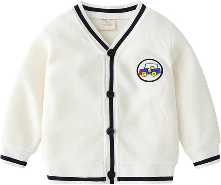 Kunyeah Cardigan à Manches Longues pour bébé garçon Vêtements d'extérieur à col en V pour Les Tout-Petits Manteau d'automne et d'hiver pour bébé Cardigan en Tricot pour garçon de 2 à 8 Ans