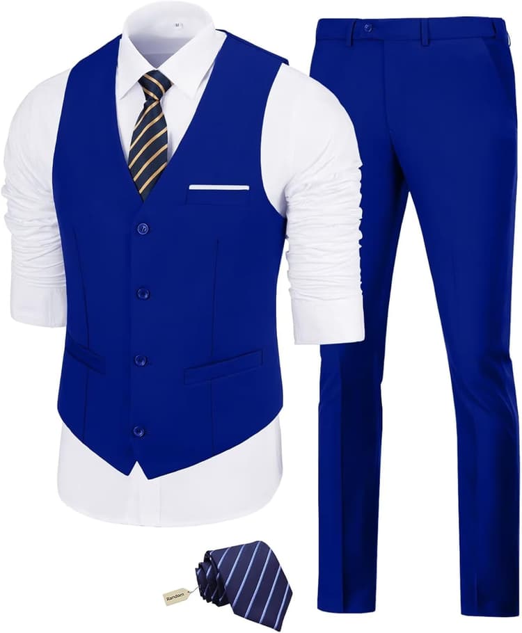 Men's Suit Slim Fit 2 Pieces Suits Set Grooms Tuxedos Business Wedding Prom Party Suit Vest and Pants