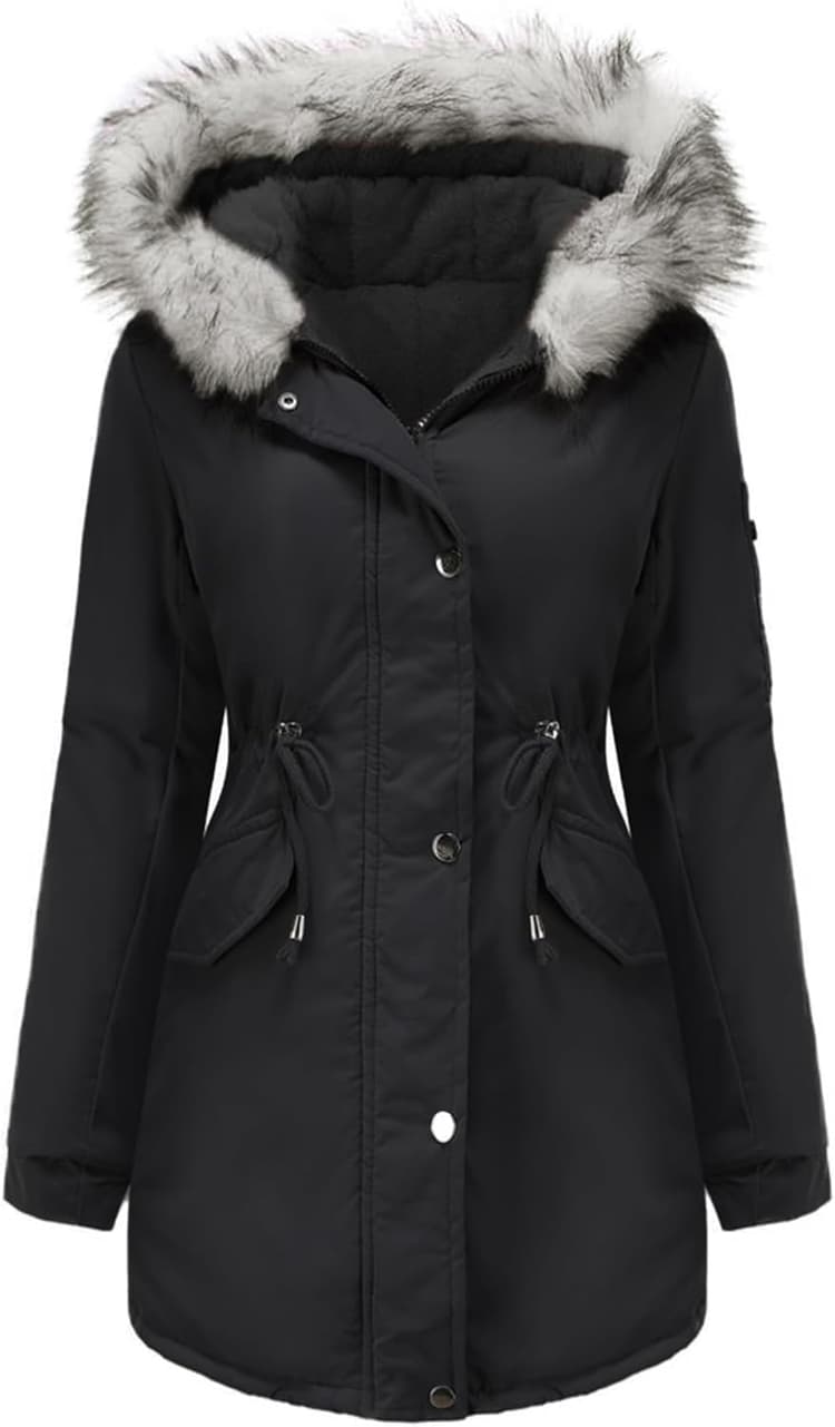 Vancavoo Manteau Femme Hiver Veste Chaude Parka Doudoune Chaude à Capuche Blousons Sweat-Shirts Zippé Manche Longue Jacket