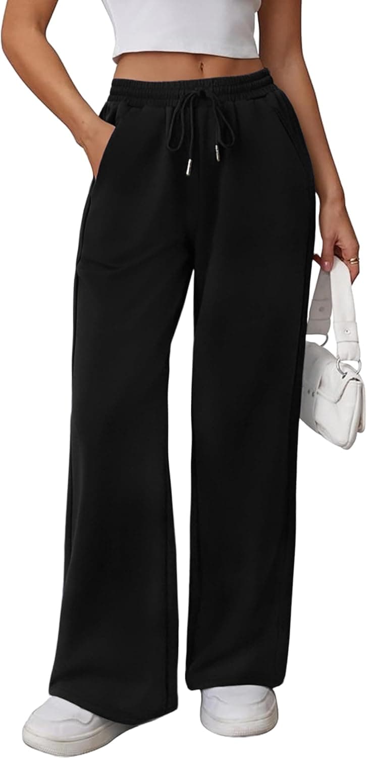 Litherday Jogging Femme en Coton Coupe Large Pantalon de Sport à Taille Élastique pour Running, Fitness et Entraînement