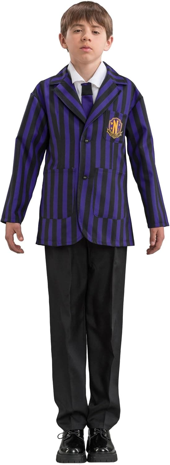 Chaks - Uniforme scolaire Xavier Thorpe pour garçons, costume officiel Mercredi, tenue 3 pièces pour Halloween et carnaval