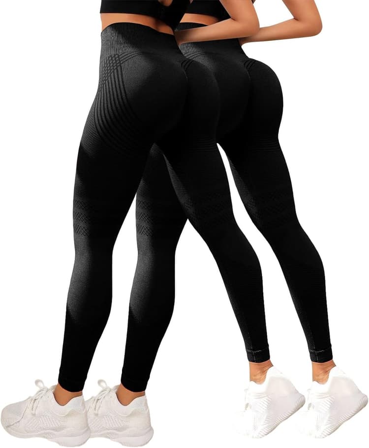 Lot de 2 Luveon Legging Anti Cellulite Femme 3D Original,Leggings 3D Anti Cellulite, Legging à Compression - Minceur Taille Haute sans Couture Yoga Fitness Sport Pantalon