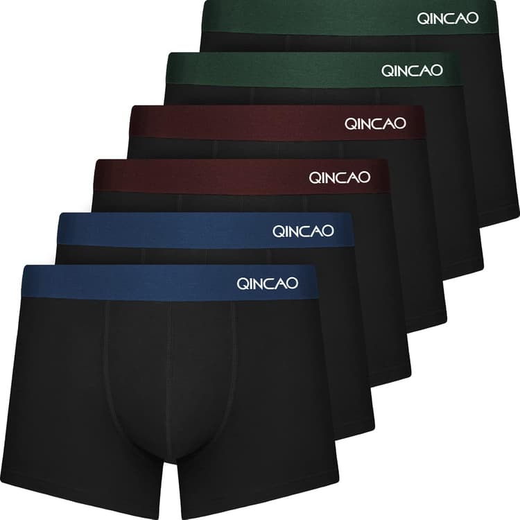 QINCAO Boxers Homme Lot de 6 Coton Pas d'étiquette Qui Gratte sous-vêtement Fitted Trunk Caleçons Ultra Doux Confortale