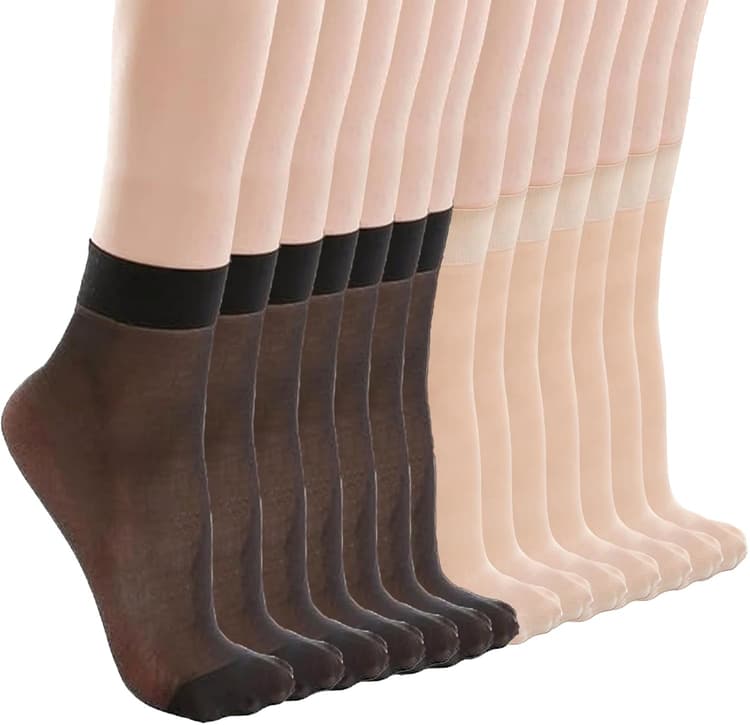 KEYRI 14 Paires de Socquettes Transparentes pour Femme, Bas Nylon Mode Chaussette Collant Nylon Chaussettes de Cheville
