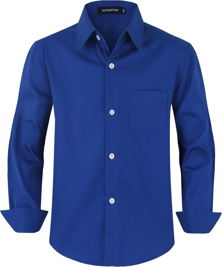 Spring & Gege Chemises Manches Longues Garçons de Coton pour Enfants (3-14 Ans)