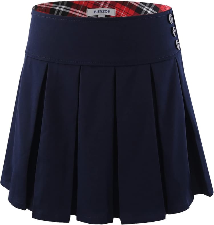 Bienzoe Scolaires Uniformes Jupes: Enfants Taille Ajustable Extensible Jupe