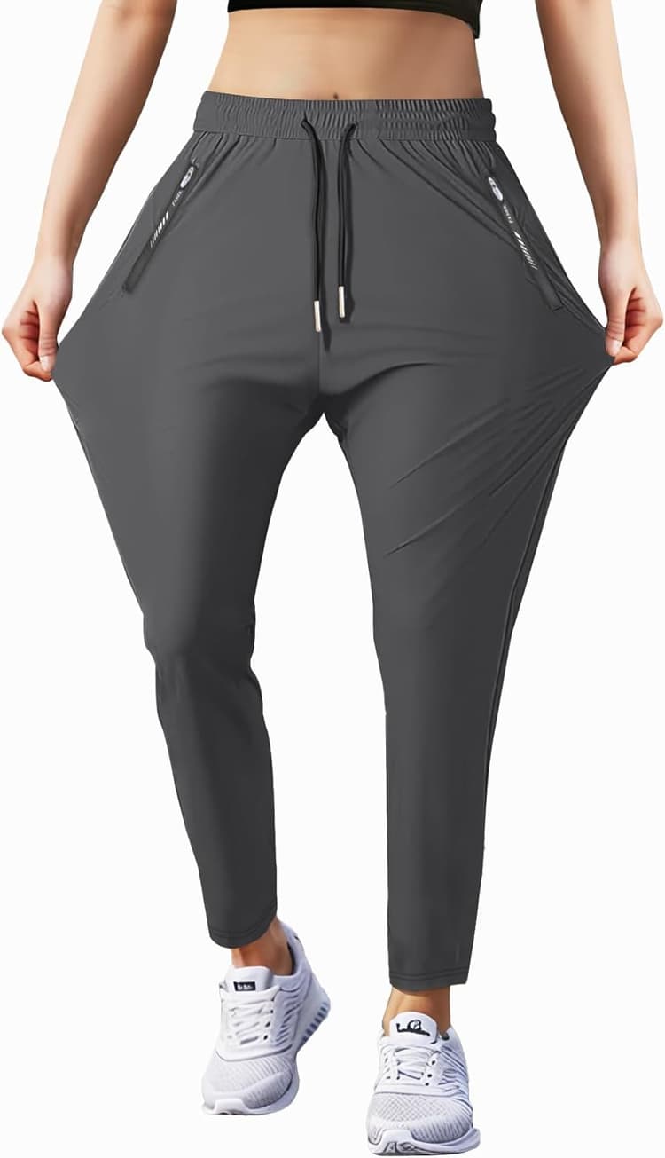 Hidkat Women's Outdoor Hiking Pants Lightweight Breathable Quick Dry Stretchy Running Athletic Pants with Zipper Pocket