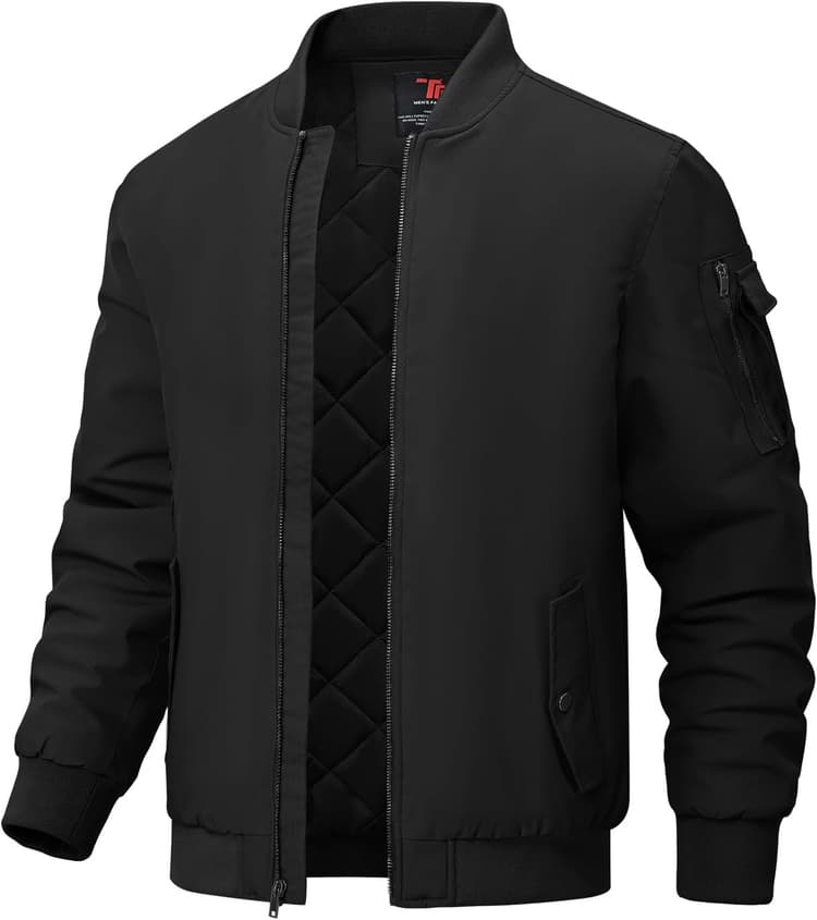BGOWATU Men's Jacket Windproof Quilted Bomber Jackets Casual Fall Winter Warm Padded Coats Outwear