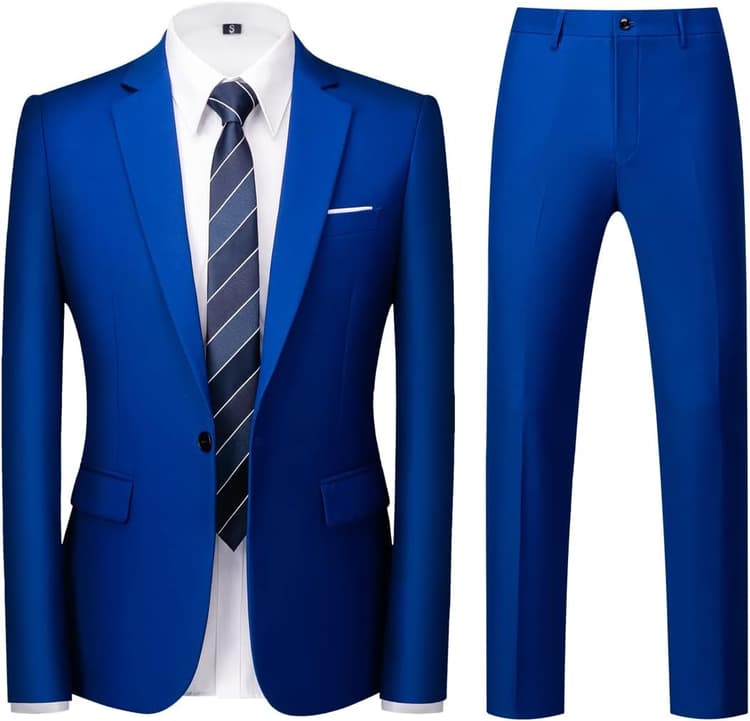 KUDORO Costume Homme 2 pièces Slim Fit Smoking Simple Poitrine à Un Bouton, Men Suits 2 Piece pour Mariage Business Fête Confort Elégant Blazer Veste et Pantalon