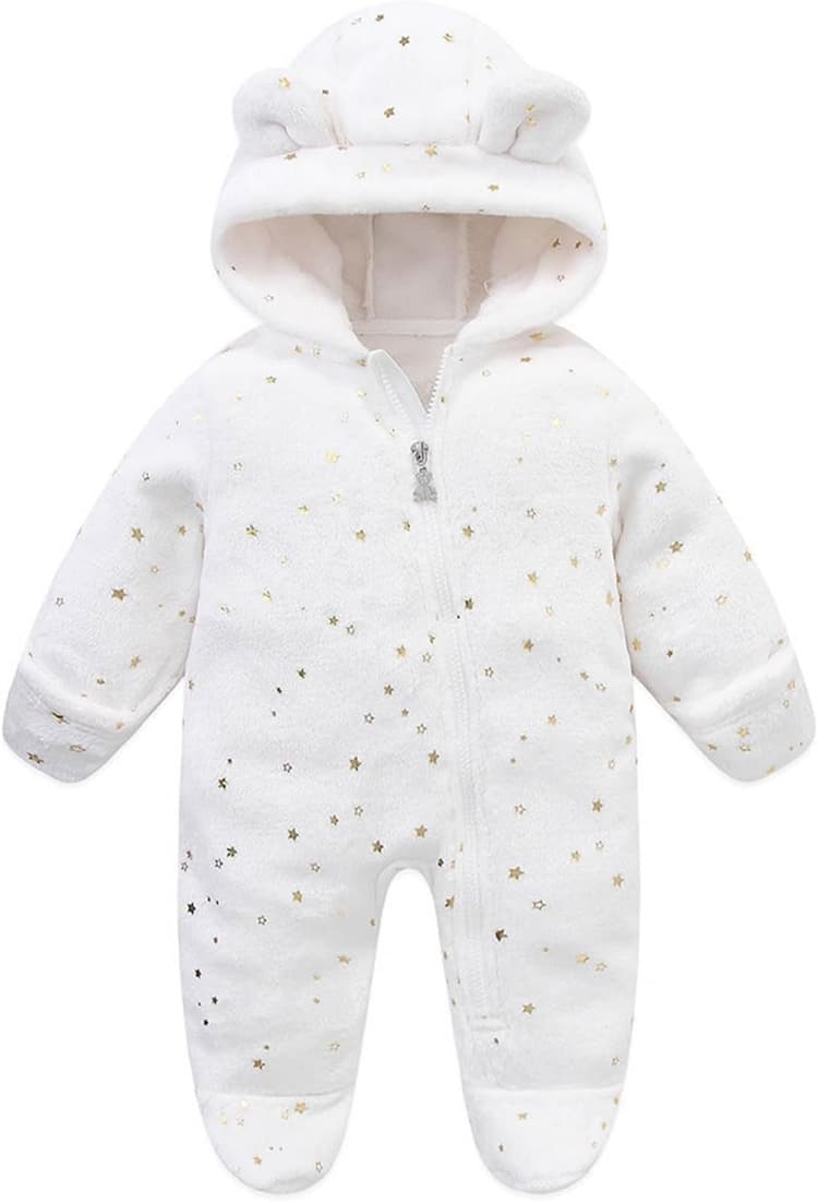 Generisch 2025 Combinaison en polaire pour bébé de 0 à 3 mois - Noël - Combinaison de neige pour nouveau-né - Manteau chaud - Vêtement de Noël pour bébé