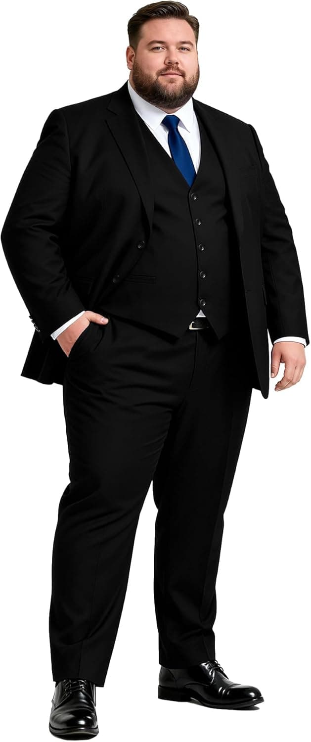GATMSTZ 3 Piece Suit for Men Big and Tall Classic Fit Men Tuxedo Suit Set Jacket Vest Pants