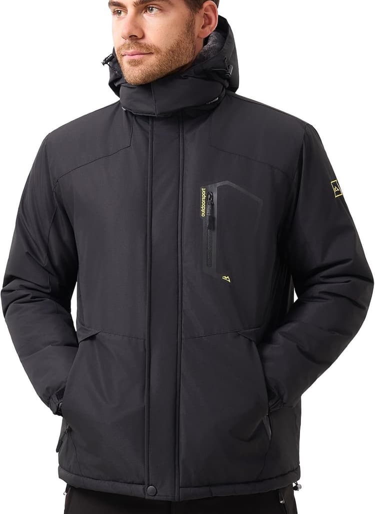 Veste d'hiver Chaude pour Hommes avec Capuchon Amovible Manteau de Sport en Polaire Thermique pour Hommes
