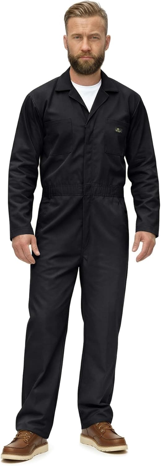 Natural Uniforms Mens Long Sleeve Zip Up Twill Coverall, Stain and Wrinkle Resistant