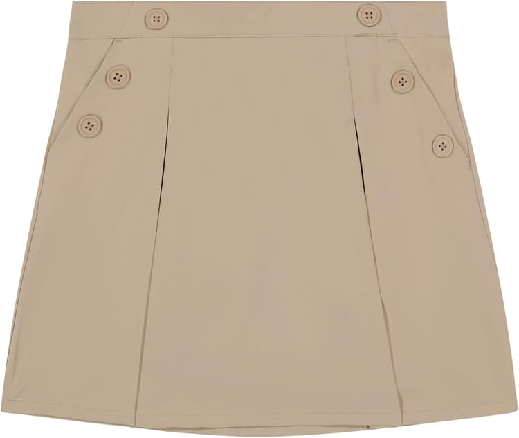 Nautica Girls' School Uniform Pull-on Scooter Skirt with Undershorts, Poplin Style with Button Pockets