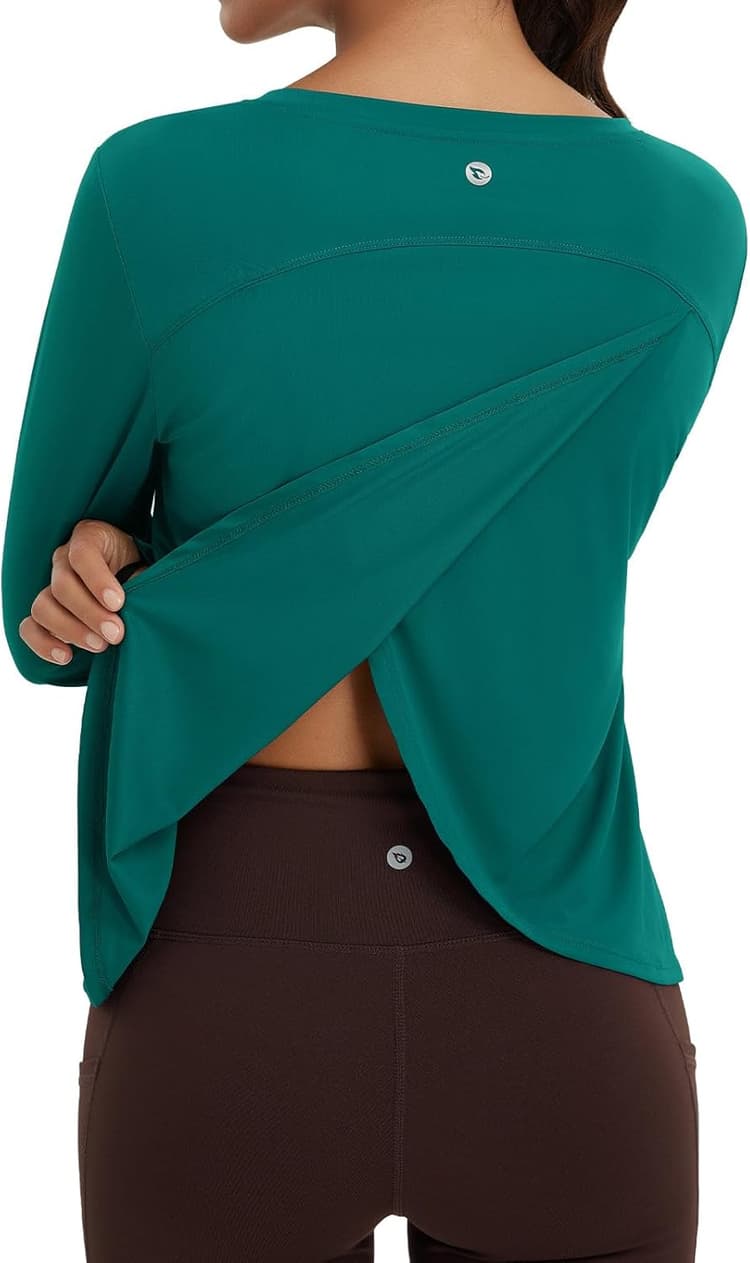 baleaf Women's Running Sun Shirts Long Sleeve UPF 50+ Workout Tops UV Athletic Split Back Quick Dry Lightweight