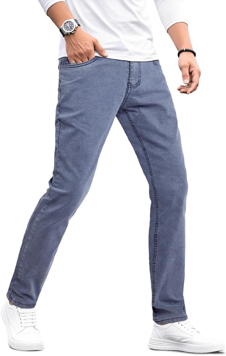 Heyfanee Mens Lightweight Jeans Slim Fit Stretch Denim Pants for Men