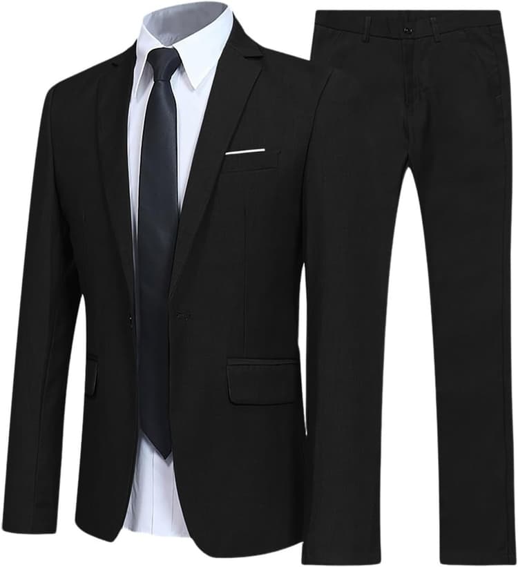 Costume 2 pièces pour homme - Coupe ajustée - Style décontracté - Veste à boutons - Blazer et pantalon - Élégant smoking - Costume d'affaires et de mariage