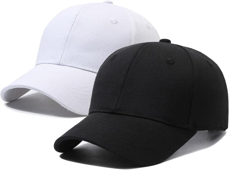 UILYNIU Lot de 2 casquettes de baseball blanches et noires pour hommes et femmes en coton casquettes de soleil respirantes et réglables pour sports de plein air casquette de camionneur