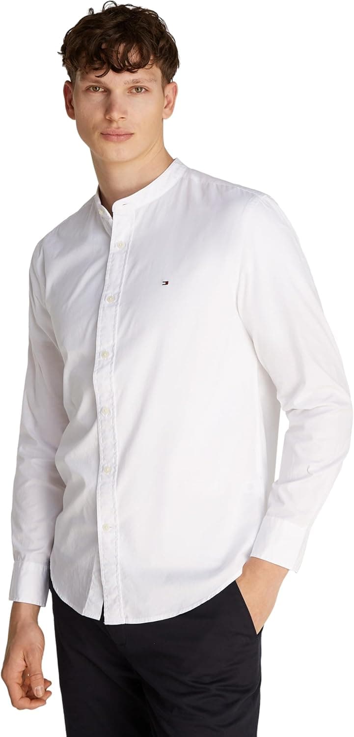 Tommy Hilfiger Chemise Homme Flex Poplin Solid Mao Regular Fit