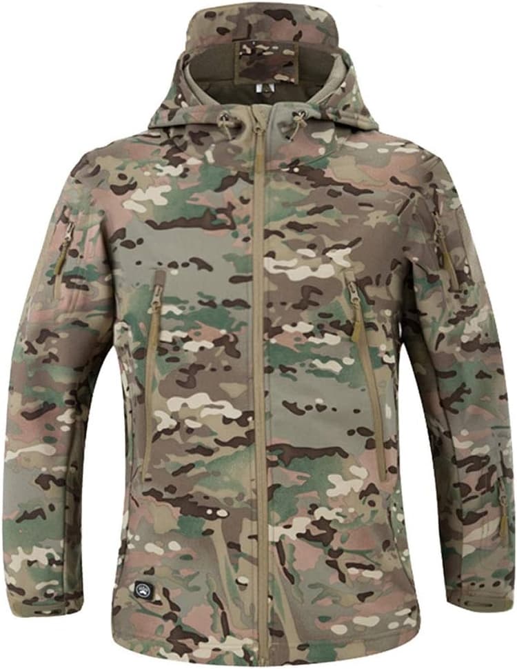 Vestes imperméables pour hommes Manteau à capuche décontracté Softshell doublé polaire Vestes de course Tactique Travail militaire Pêche Chasse Escalade