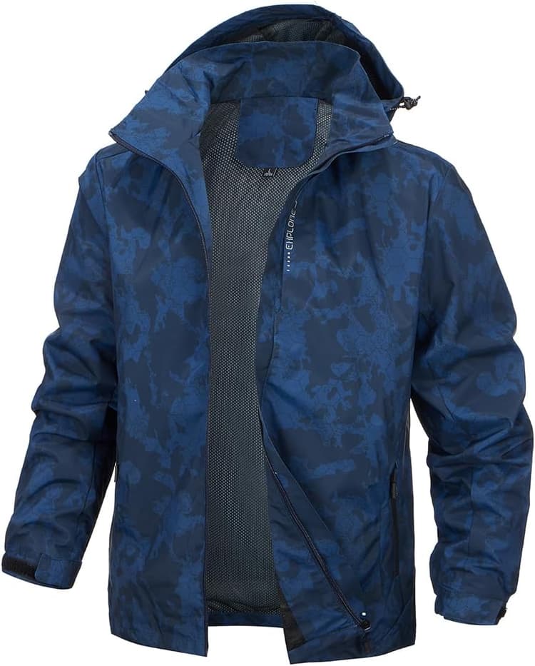 Veste Homme mi Saison Veste de Pluie Homme Coupe Vent imperméable Blousons Printemps été Softshell Camouflage Legere Manteau Automne Hiver