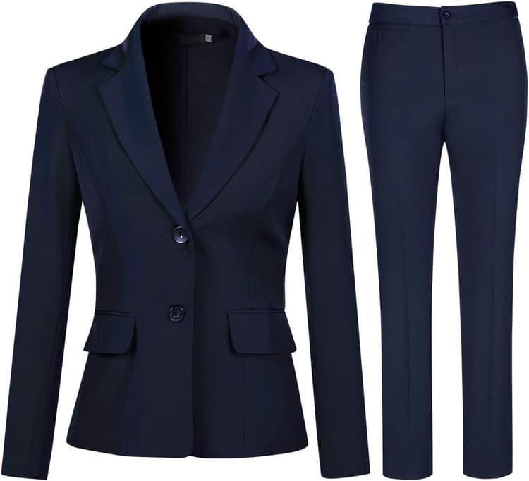 YYNUDA Tailleur 2 pièces Femme Travail Décontracté Bureau Blazer Pantalon Deux Boutons Costumes de Veste Formelle