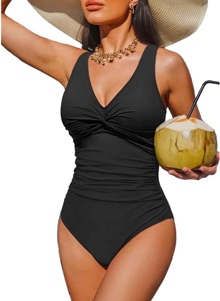 Holipick Women Tummy Control One Piece Swimsuit - Push Up Bathing Suit Full Coverage Slimming Swimwear