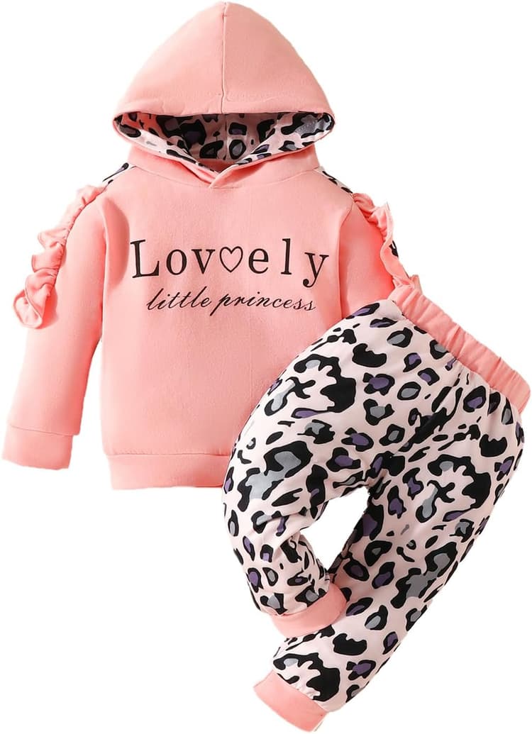 Ensemble de Vetement Bebe Fille Imprimé Floral Sweat à Capuche Manche Longue Hauts+ Pantalon+ Bandeau Tenues d'automne
