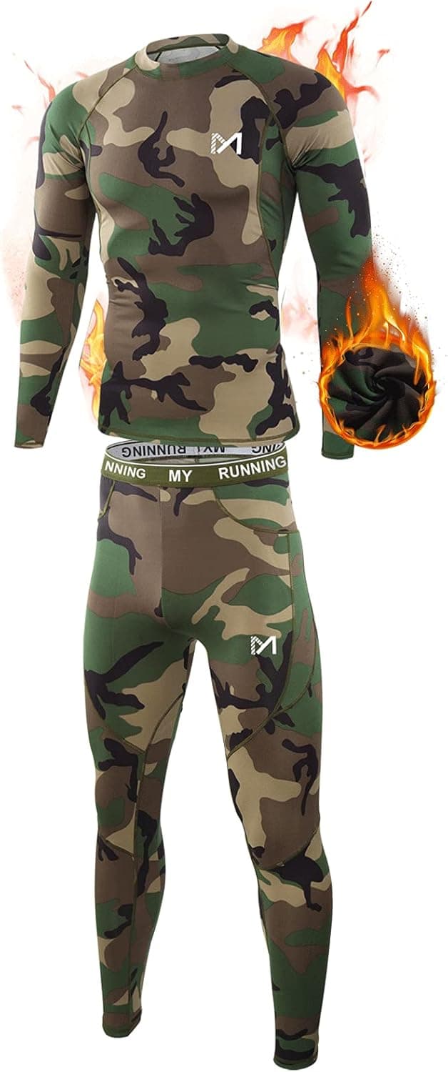 MEETYOO Ensemble de sous-Vêtements Thermiques Homme, Sport Base Layer Maillot Manches Longues + Pantalon Quick Dry Sou Vetement pour L'entraînement Ski Running Randonnée