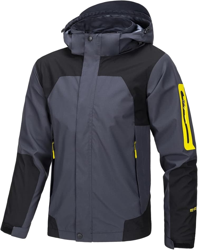 Veste Imperméable Homme Randonnée Softshell Coupe Vent Respirant Vestes de Pluie Patchwork Blouson Automne Veste mi saison Vélo Blousons Fonctionnelle Manteau Veste de Travail