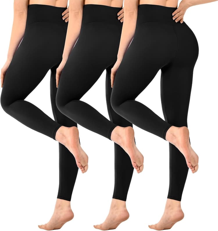 SINOPHANT Lot de 3 Leggings pour Femme, Taille Haute, Opaques, Noirs, pour la Gym, Le Yoga, Le Sport, Lot de 3