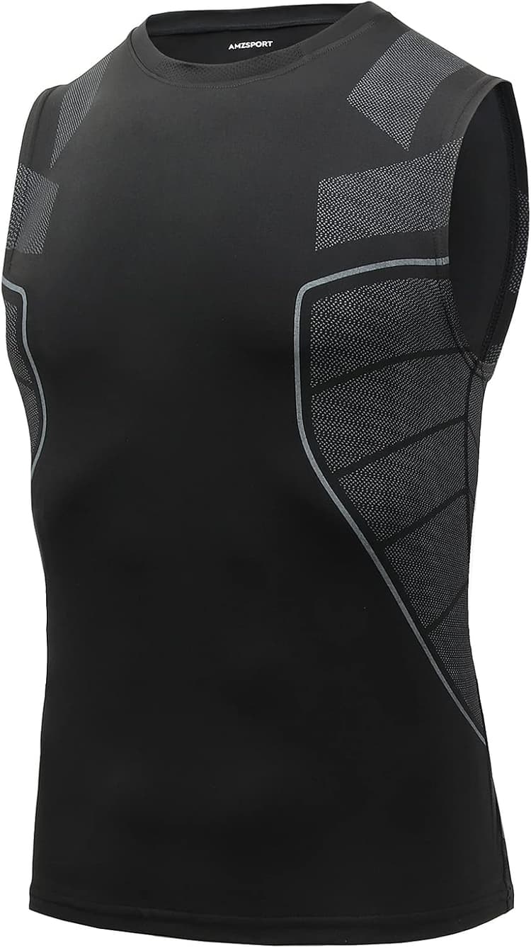 Débardeur de Compression pour Hommes sans Manches Gilet de Gymnastique à Séchage Rapide Couche de Base du Maillot de Course
