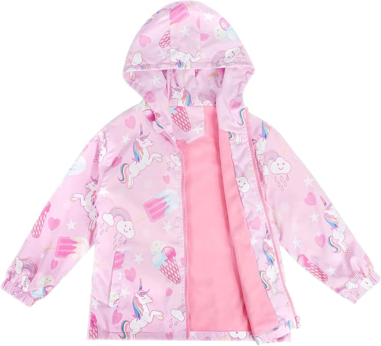 LACOFIA Veste Imperméable Enfant Filles avec Doublure Polaire Veste Chaud Coupe Vent à Capuche Blouson de Pluie Automne/Hiver pour Enfant 3~12 ans
