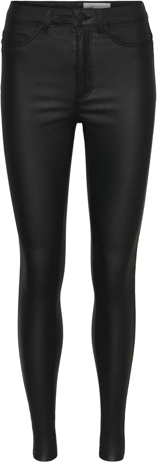NOISY MAY Pantalon Vernis Skinny Taille Haute Callie Femme Jean Noir Skinny