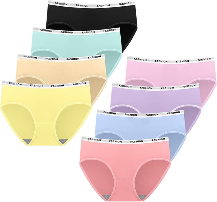 Culotte Fille,Filles Enfants Caleçons sous-vêtements,sous-vêtement Uni Fille,Enfant pour 8-18 Ans Confortables et Respirantes Culottes - Ensemble de 8 Culottes