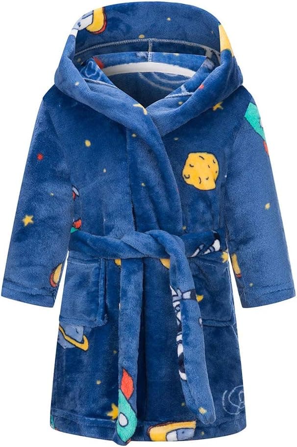 DELEY Peignoir pour Enfants Garçons Filles Robes à Capuche Pyjamas Tout-Petits Vêtements de Nuit Robe de Chambre Douce Chemise de Nuit