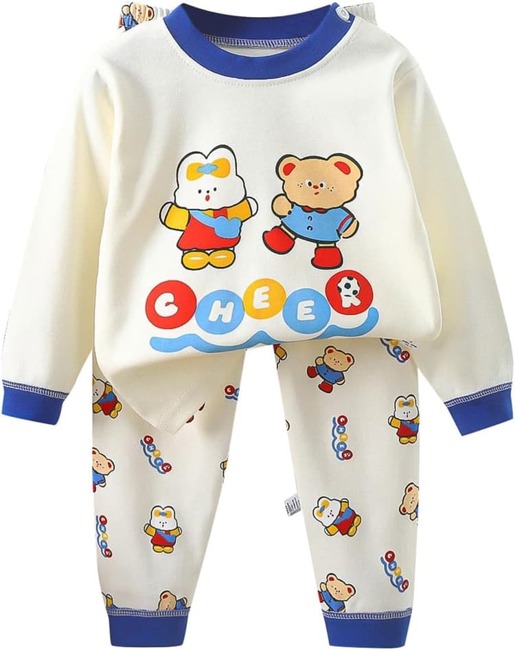 Générique Pyjama Enfant Garçon Manches Longues, Pyjama garçon 2 pièces Doux et Confortable Ensemble Nuit Haut Manches Longues Pantalon bébé Tout-Petit vêtements de Sommeil