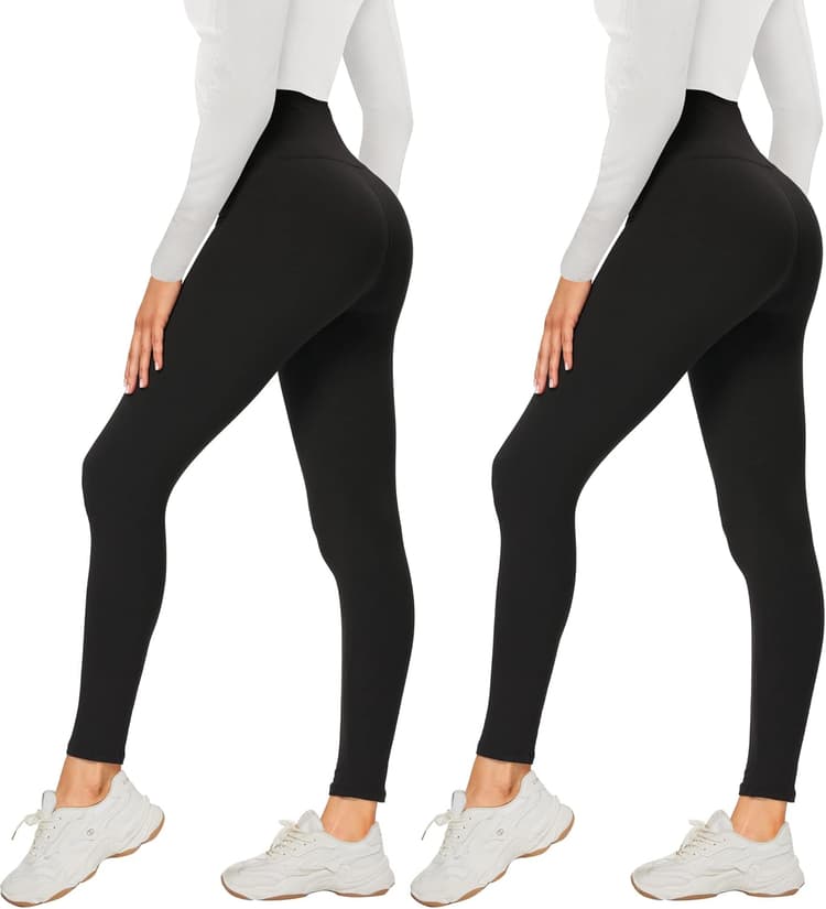 Leggings pour Femme Lot de 2, Taille Haute, Opaques et élastiques, Doux pour Le Yoga Fitness