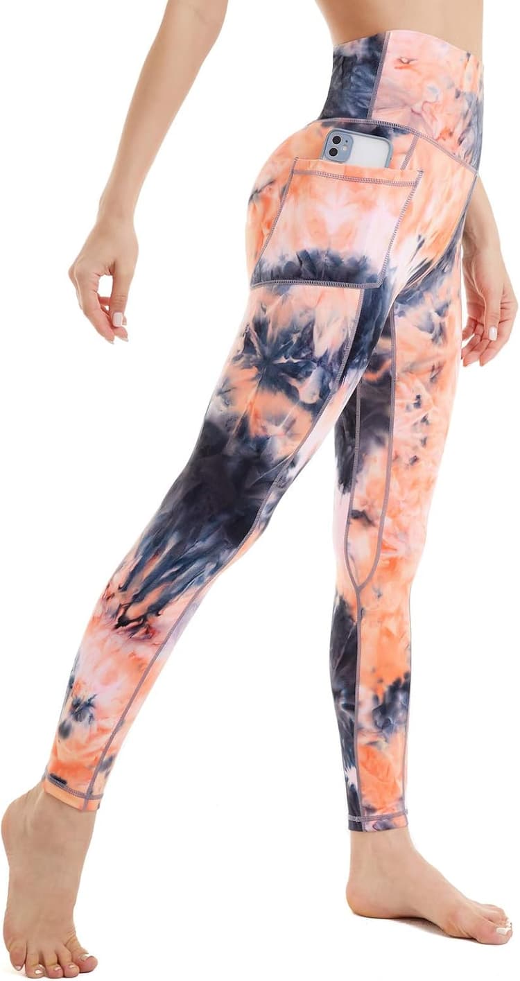 AMYTIS Legging de Sport, pour Femme, Taille Haute, avec Poches, pour Fitness, Stretch, Opaque, Long, pour téléphone Portable