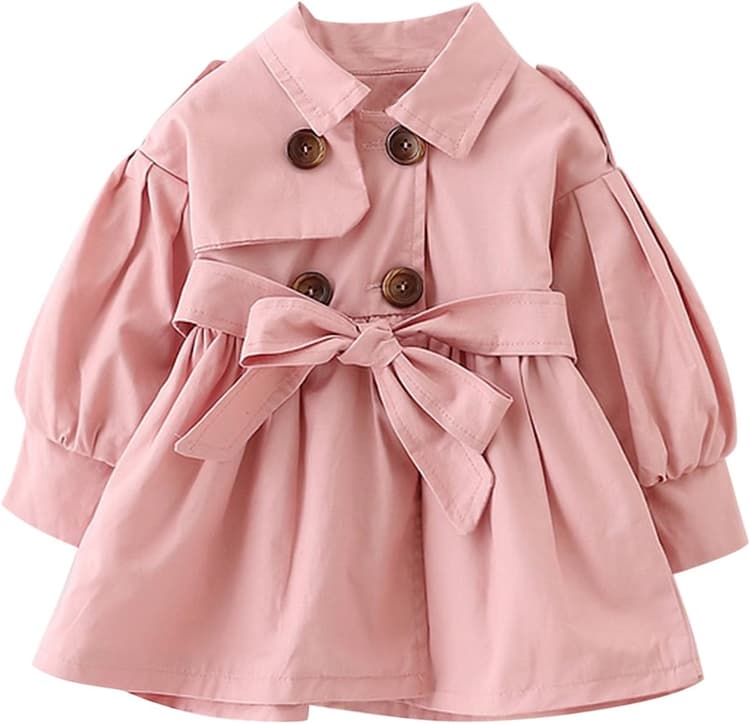 Chic-Chic Veste Coup-Vent Enfant Fille Blouson Blazar Manches Longues Automne Printemps Veste à Ceinture Cap Manteau