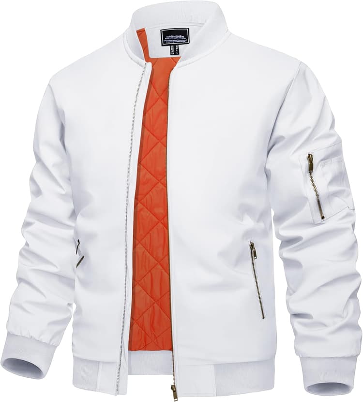 KEFITEVD Hommes Bombardier D'hiver Vestes De Baseball Veste Chaude Cargo Veste Coupe Vent Militaire Manteaux Avec Des Poches De Fermeture Éclair