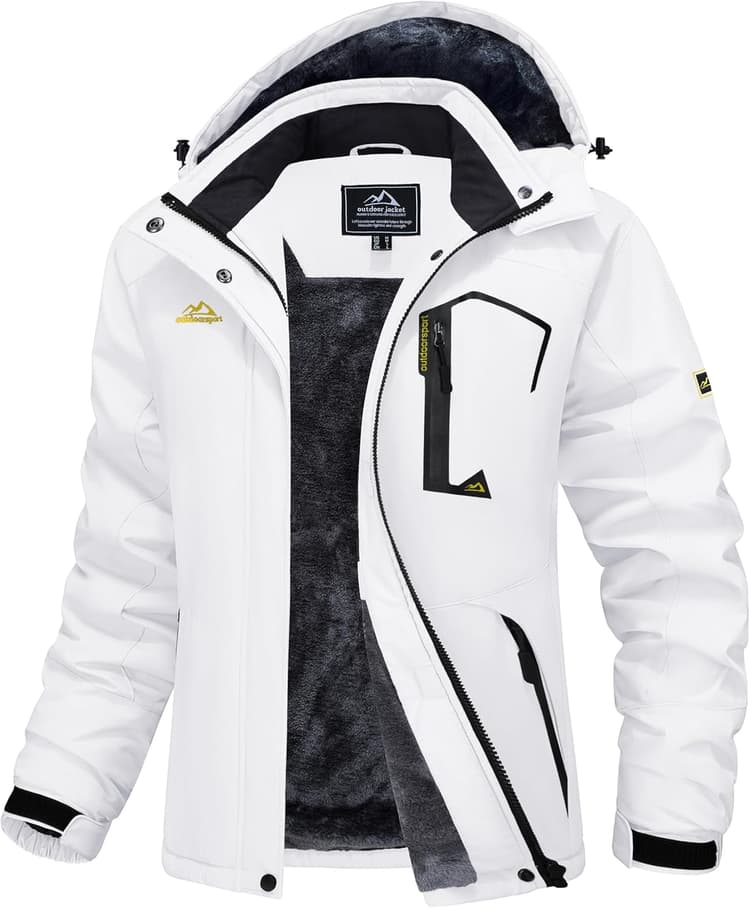 MAGCOMSEN Womens Ski Jacket Waterproof Insulated Snow Jacket Warm Windproof Winter Coats with Hood Fleece Lined Jacket