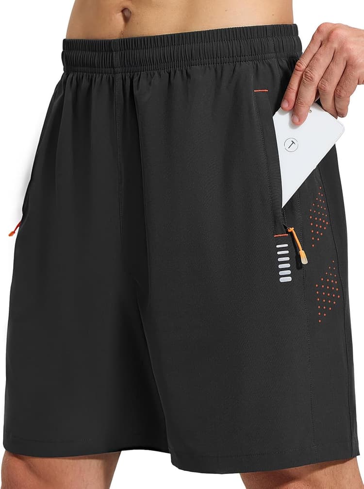 CIMIC Shorts de Sport pour Hommes avec Poche Zippée Respirant et à Séchage Rapide Running Fitness Tennis