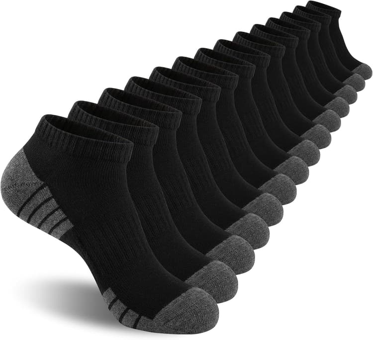 Heatuff Mens Cushioned Ankle Socks, Breathable Moisture Wicking Low Cut Casual Socks (7 Pairs)