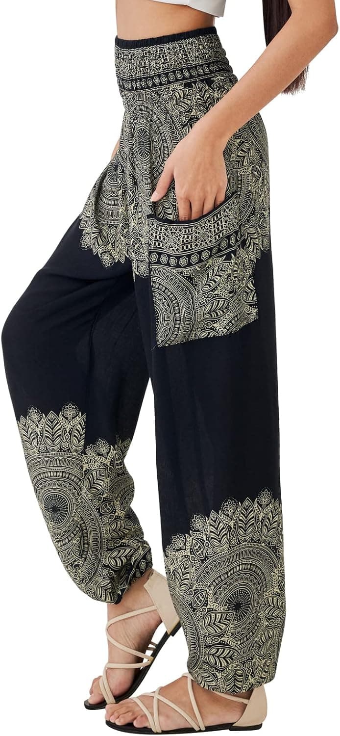 Joob Joob Boho Pants for Women - Hippie Harem Pants Women - Womens Yoga Pants – Comfy Bohemian Flowy Hippie Clothes