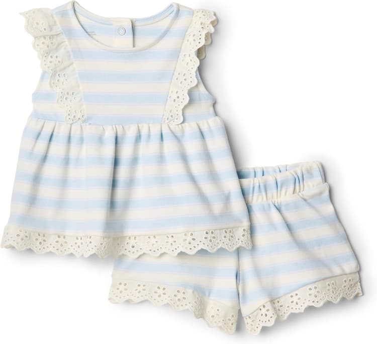 Amazon Essentials x Sofia Grainge Toddler and Baby Girls' Eyelet Short & Top Set