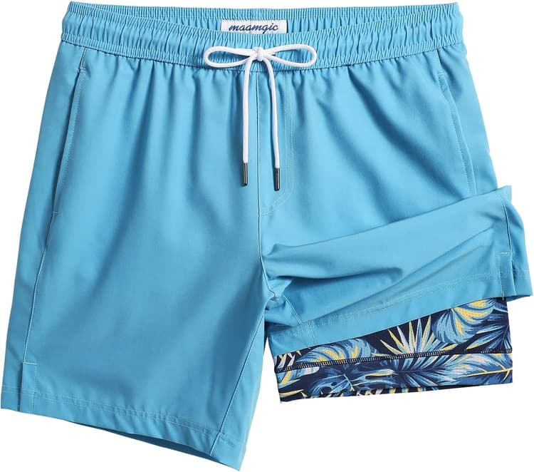 maamgic Mens Swim Trunks with Compression Liner 7 Inch Inseam Mens Bathing Suit Quick Dry Swimming Trunks Swimsuit