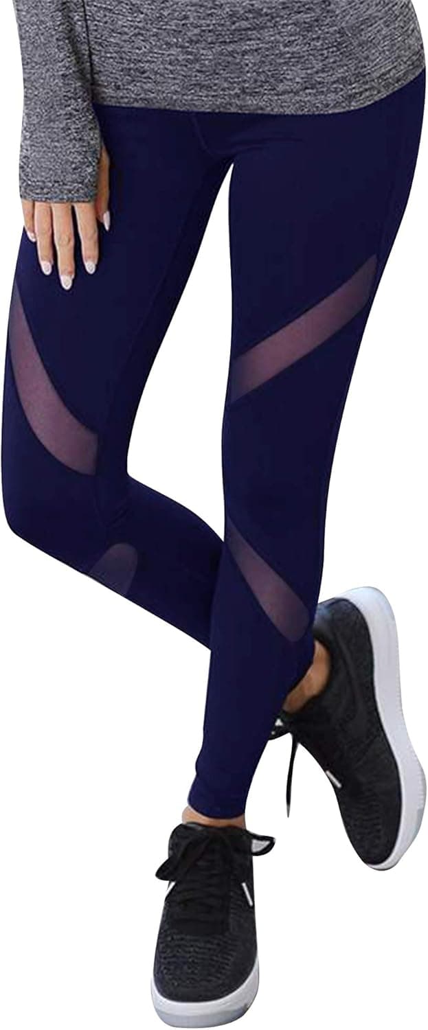 GoVIA Legging pour Femme Pantalon de Course à Pied Pantalon de Sport Respirant Pantalon de Yoga Fitness Taille Haute Long Rayures 4106