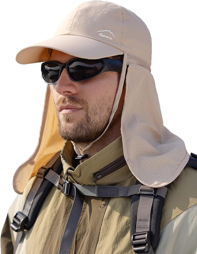 Casquette de Protection Anti-UV UPF 50+ à Rabat Casquette Protection Soleil Amovible Homme Femme Randonnée Camping