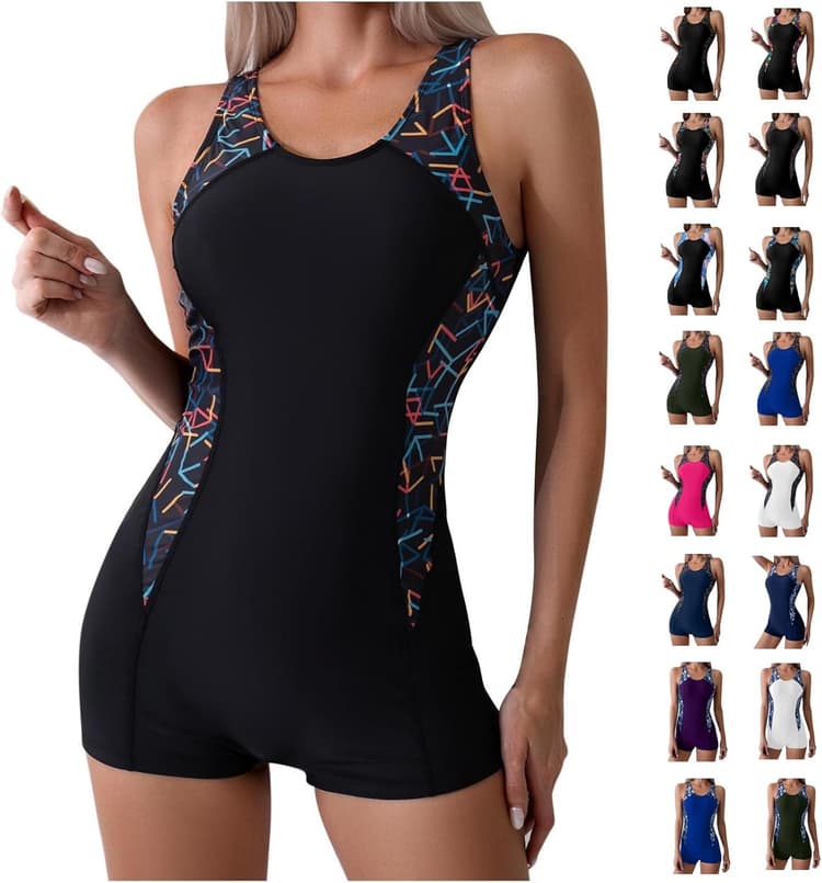 Maillot de Bain Femme 1 Pieces Maillots de Bain Push up Gainant Ventre Plat Swimsuit de Plage Amincissant Style Shorty Monokini Swimwear pour Entraînement, Surf, Sources Thermales, Fêtes à la Piscine